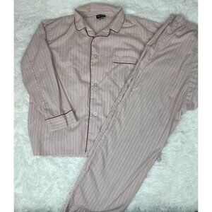 Diplomat Men's 2X 2 Piece Pajama Set Lightweight Long Sleeve Maroon White Stripe